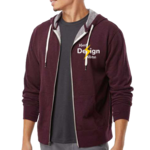 Heathered French Terry Full-Zip Hooded Sweatshirt